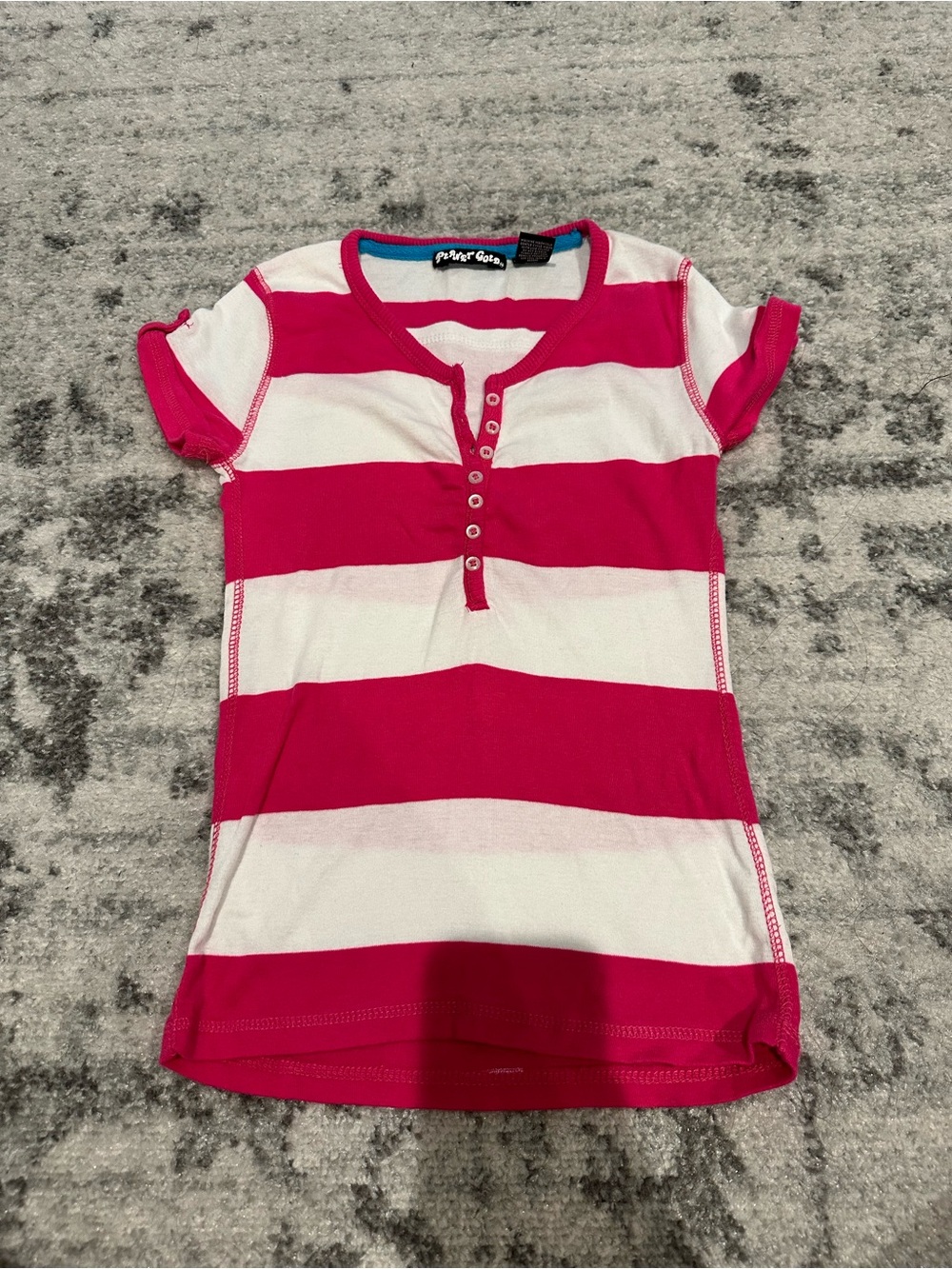 Planet Gold Hot Pink and White Striped Henley Top Vintage